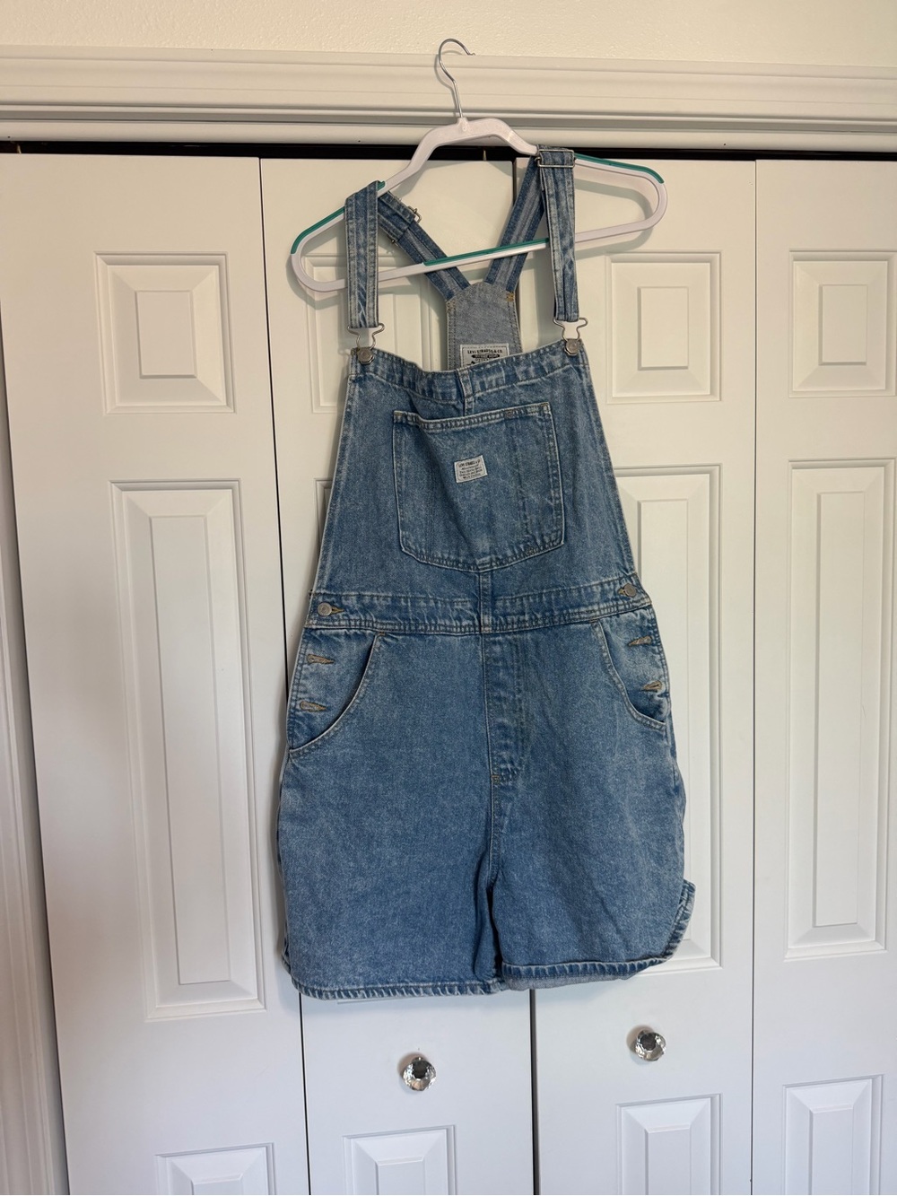 Levi's Light Blue Denim Short Overalls Romper